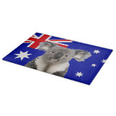 Koala mit australischem Flaggenhintergrund Schneidebrett (Ecke)
