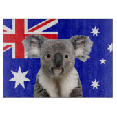 Koala mit australischem Flaggenhintergrund Schneidebrett (Vorderseite)