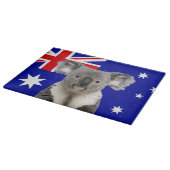 Koala mit australischem Flaggenhintergrund Schneidebrett (Ecke)