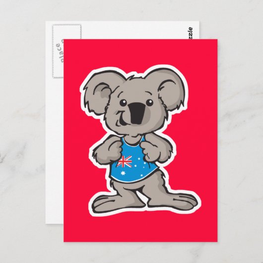 Koala mit australischem Shirt Postkarte (Vorne/Hinten)