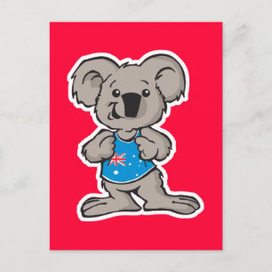 Koala mit australischem Shirt Postkarte