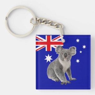 Koala mit australischer Flagge Schlüsselanhänger
