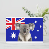 Koala mit australischer Flaggengeschichte Einladung (Stehend Vorderseite)