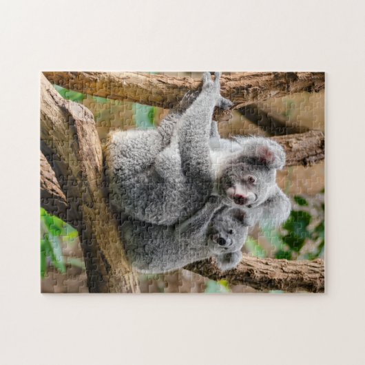 Koala mit Baby in einem Baum in Australien Puzzle (Horizontal)