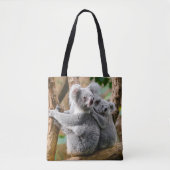 Koala mit Baby in einem Baum in Australien Tasche (Vorderseite)
