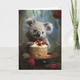 Koala mit einem Geburtstagskuchen Dankeskarte