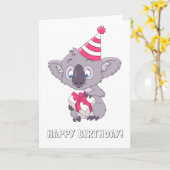 Koala mit Geburtstagsgeschenk Karte (Gelbe Blume)