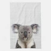 Koala mit grauem Linenhintergrund Geschirrtuch (Vertikal)