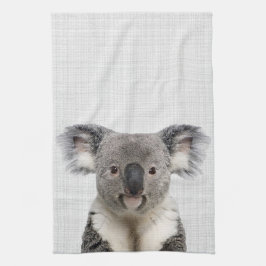 Koala mit grauem Linenhintergrund Geschirrtuch