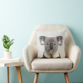 Koala mit grauem Linenhintergrund Kissen
