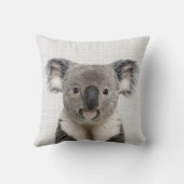 Koala mit grauem Linenhintergrund Kissen (Rückseite)