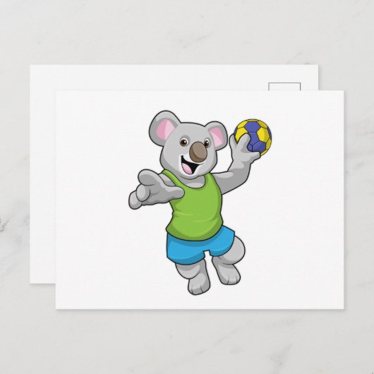 Koala mit Handballsport Postkarte (Vorne/Hinten)