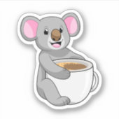 Koala mit Kaffee-Cup Aufkleber (Vorderseite)