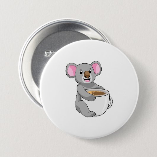 Koala mit Kaffee-Cup Button (Vorne & Hinten)