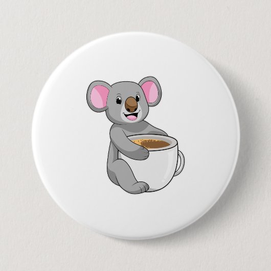 Koala mit Kaffee-Cup Button (Vorderseite)