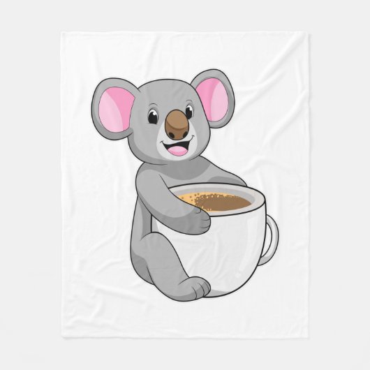 Koala mit Kaffee-Cup Fleecedecke (Vorderseite)