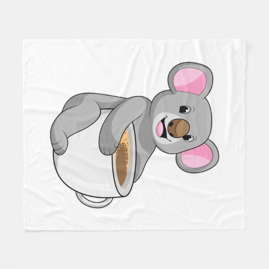 Koala mit Kaffee-Cup Fleecedecke (Vorderseite (Horizontal))