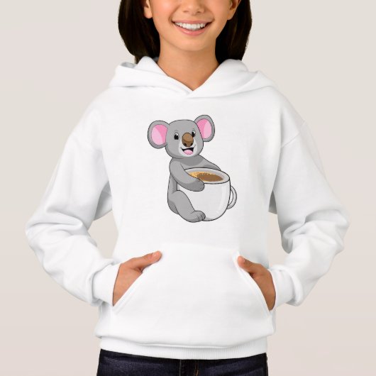 Koala mit Kaffee-Cup Hoodie (Vorderseite)