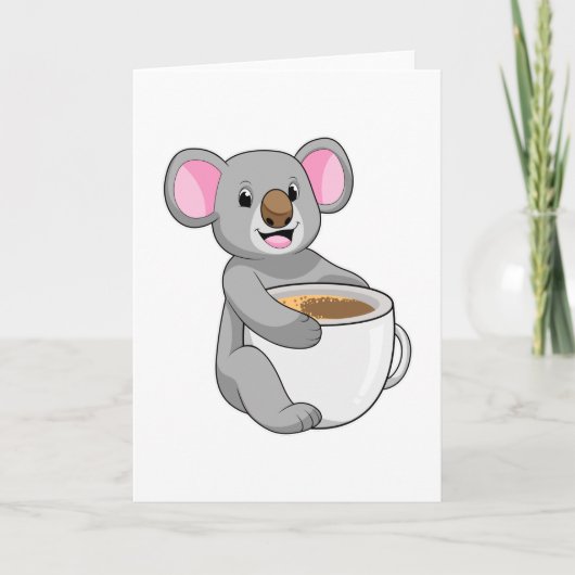 Koala mit Kaffee-Cup Karte (Vorderseite)