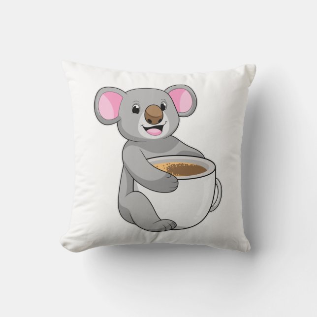 Koala mit Kaffee-Cup Kissen (Vorderseite)