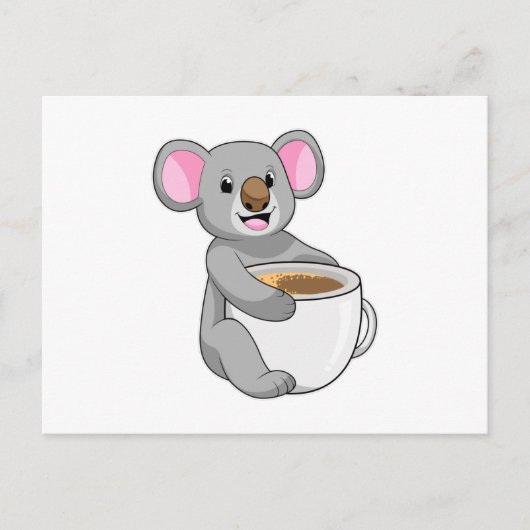 Koala mit Kaffee-Cup Postkarte (Vorderseite)