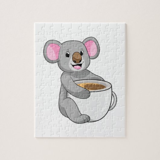 Koala mit Kaffee-Cup Puzzle (Vertikal)