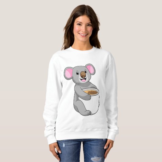Koala mit Kaffee-Cup Sweatshirt (Vorne ganz)