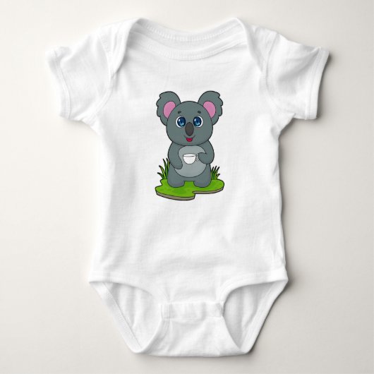 Koala mit Kaffeetasse Baby Strampler (Vorderseite)