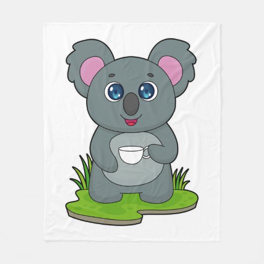Koala mit Kaffeetasse Fleecedecke (Vorderseite)