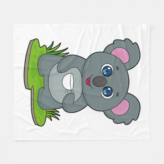 Koala mit Kaffeetasse Fleecedecke (Vorderseite (Horizontal))