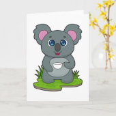 Koala mit Kaffeetasse Karte (Gelbe Blume)