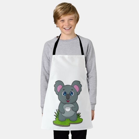 Koala mit Kaffeetasse Schürze (Getragen)