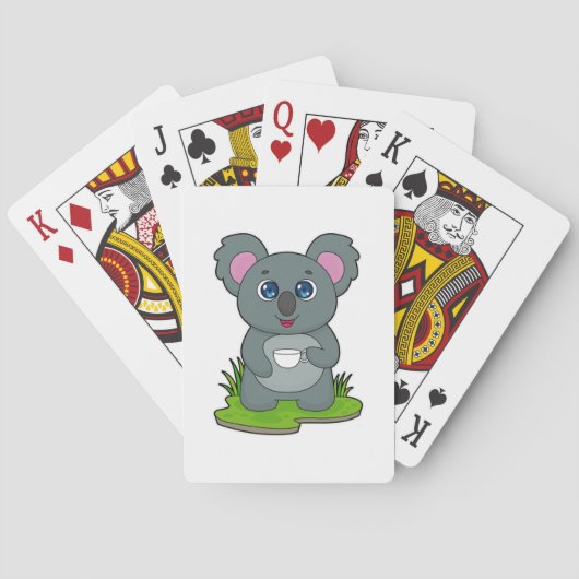 Koala mit Kaffeetasse Spielkarten (Rückseite)