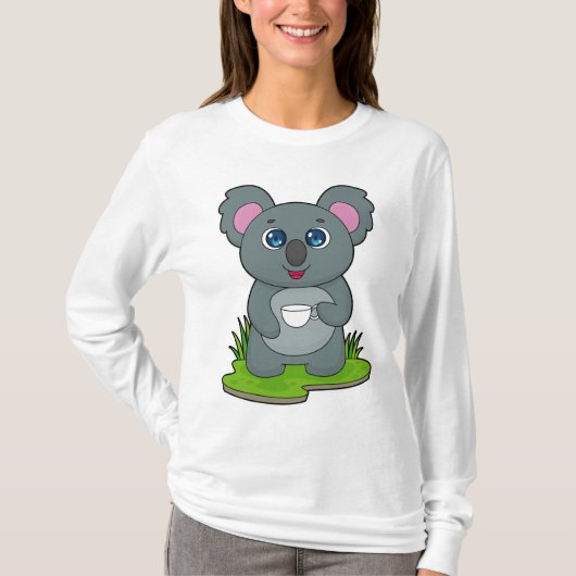 Koala mit Kaffeetasse T-Shirt (Vorderseite)