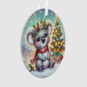 Koala mit rotem Schal und Stechpalmenkrone Ornament (Vorderseite)