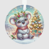 Koala mit rotem Schal und Stechpalmenkrone Ornament (Rückseite)