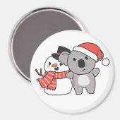 Koala mit Schneemann im Winter für Weihnachtsmagne Magnet (Vorderseite/Rückseite)