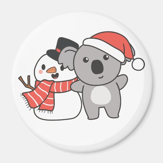 Koala mit Schneemann im Winter für Weihnachtsmagne Magnet (Vorne)