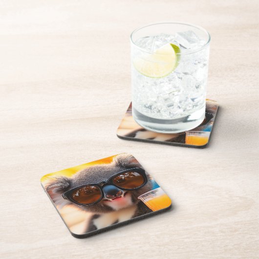 Koala mit Sommerfeeling Getränkeuntersetzer (Rechte Seite)