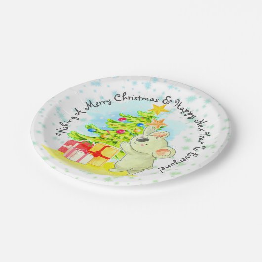 Koala mit Tree 7" Australisches Weihnachts-Party Pappteller (Schrägansicht)