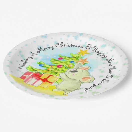 Koala mit Tree 9" Australisches WeihnachtsParty Pappteller (Schrägansicht)