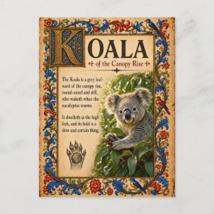 Koala, mittelalterliche Bestiarien-Kunst Postkarte