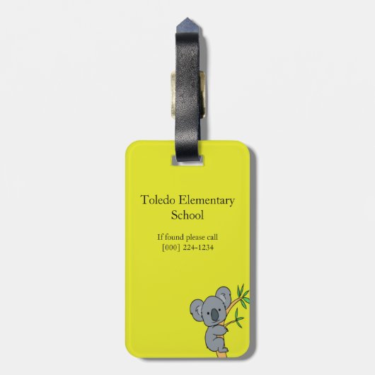 Koala-Monogramm Gepäckanhänger (Rückseite vertikal)