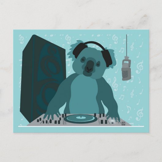 Koala Music DJ Postcard Feiertagspostkarte (Vorderseite)