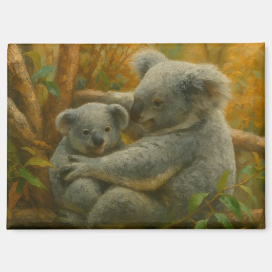 Koala Mutter und Joey im Herbst Canopy Magnet (Vorderseite)