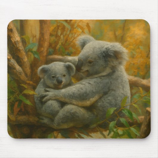 Koala Mutter und Joey im Herbst Canopy Mousepad (Vorne)