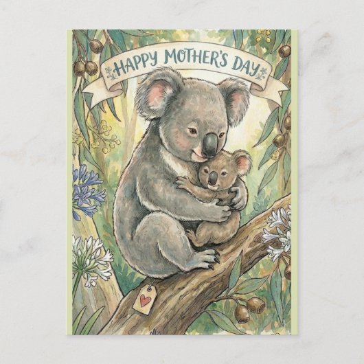 Koala Muttertag mit Joey Postkarte (Vorderseite)