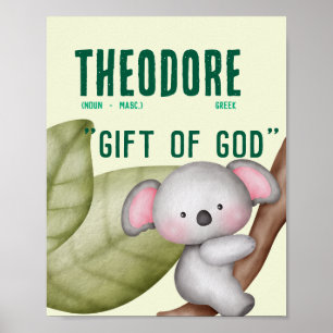 Koala Name Meaning - Green Personalisiert Gift Poster