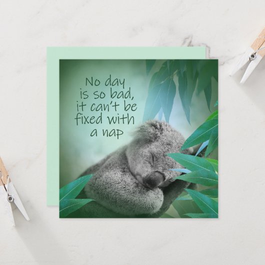 Koala Nickerchen Card Karte (Vorderseite/Rückseite Beispiel)