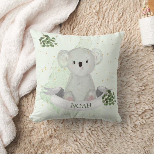 Koala Niedlich Baby Animal Green Gum Blätter Kinde Kissen (Decke)